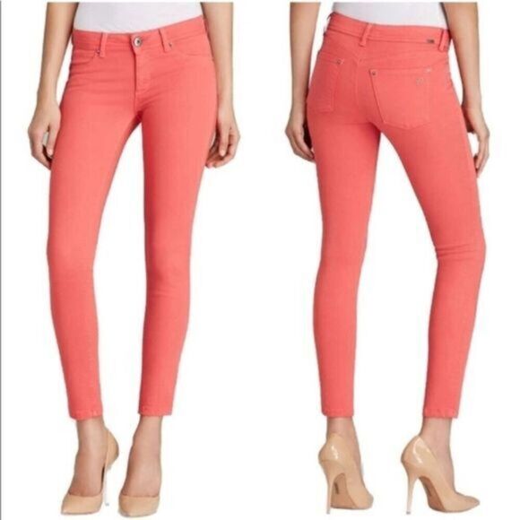 DL1961 Emma Leggings in spring wash coral Color Printed Skinny Jeans size 28 - Picture 1 of 15